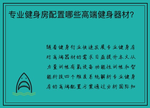 专业健身房配置哪些高端健身器材？